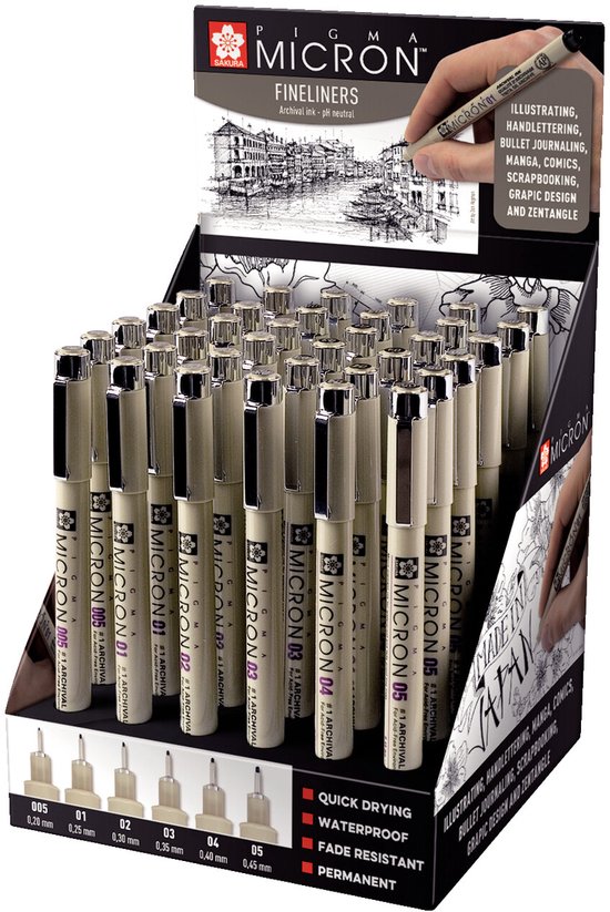 Sakura Pigma Micron 36 fineliners – zwart