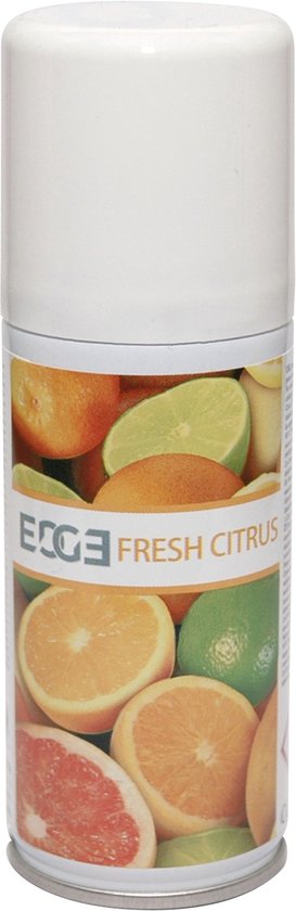 Luchtverfrisser met citrusprint. Met de tekst 'FRESH CITRUS'.