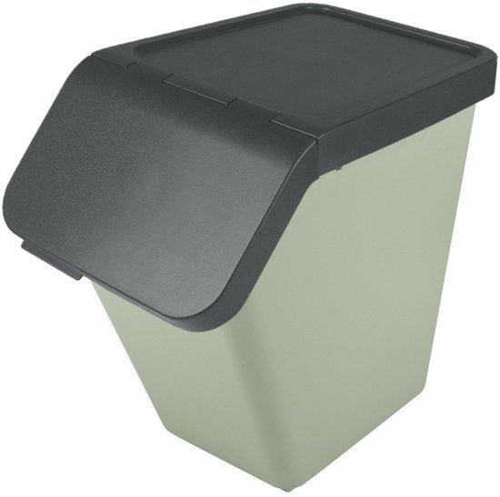 Sunware Sigma Home sorteer bak met deksel - afvalbak - groen - stapelbaar - 40L - 49 x 27 x 45 cm