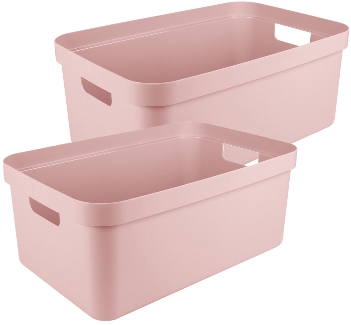 Sunware opbergbox Sigma - 2x - kunststof - 45 liter - lichtroze - opberg dozen/bakken - opbergers - 39 x 59 x 24 cm