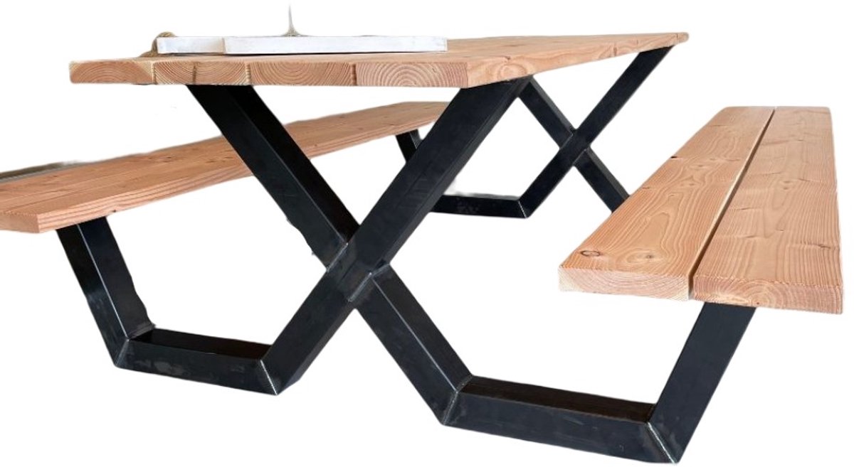 Rockwood® Picknicktafel Cross Over (Salie Groen) 2.00m met afgeronde hoeken