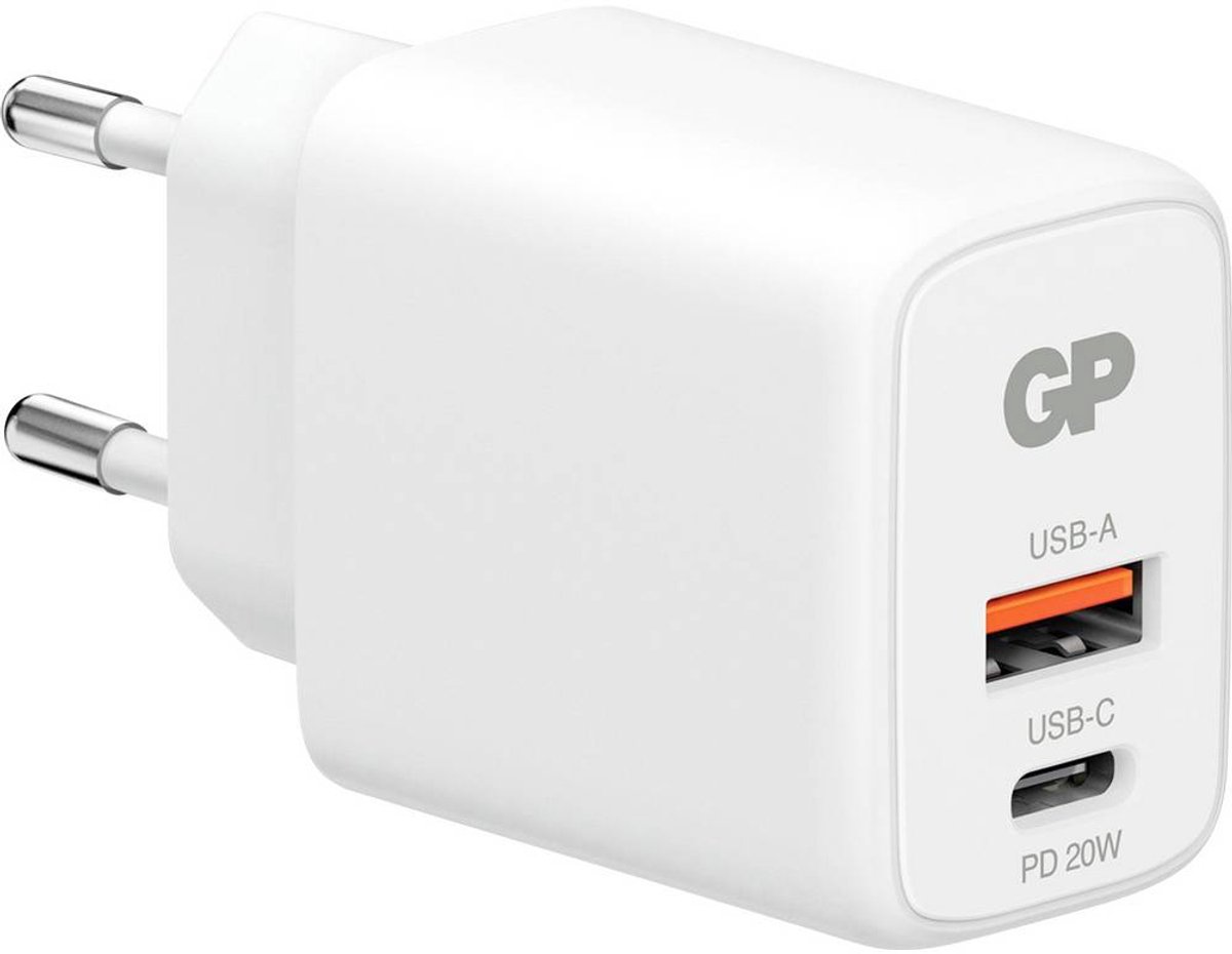 GP WM2B USB-oplader 20 W 1x USB-A, 1x USB-C Wit Binnen