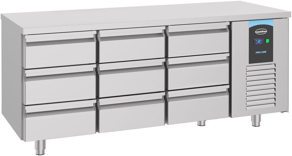 Combisteel Koelwerkbank - ENERGY LINE - Energiezuinig - 474L - 9 Laden 1/1 GN - -2°C/+8°C - Geforceerd - 1865x700x850mm