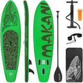 Bol.com Opblaasbare Stand Up Paddle Board Makani Groen 320x82x15 cm incl. pomp en draagtas gemaakt van PVC en EVA aanbieding