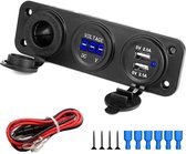Universele Waterdichte Drie Gaten Paneel - Geschikt voor vrijwel ieder Voertuig - Duo USB Oplader - inclusief Blauwe LED Indicatie - Sigaret Oplader