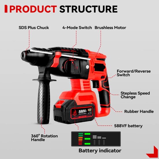 Accuboormachine - Boormachine - Elektrische - 2000W - 10600IPM ...