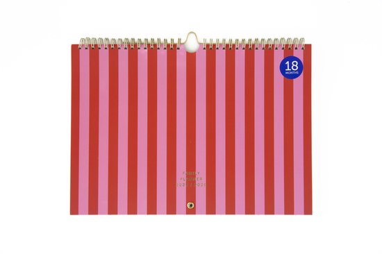 Fabrique 18 maanden Family Planner 2025/2026 Stripes Pink