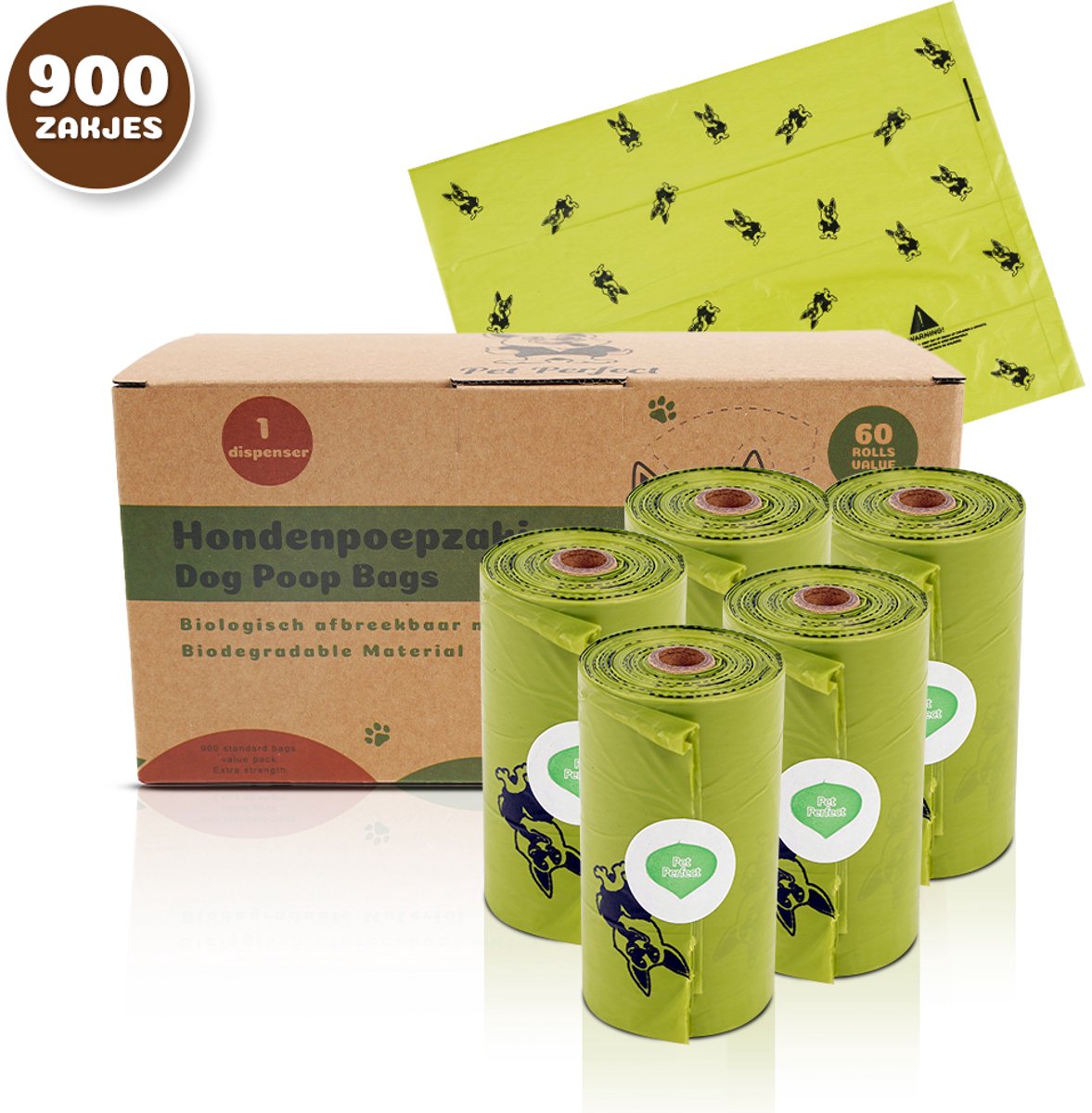 Pet Perfect - Honden Poepzakjes - Luxe houder incl. 60 rollen - Voordeelset