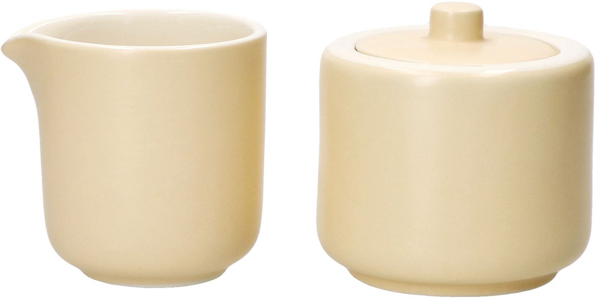 2-delige set Jasper vanille melkkan & suikerpot van steengoed - 1x 406931 & 1x 406993