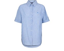 Jimmy Sanders Overhemd - Blouse - Poplin Katoen Linnen - Korte Mouw Dames Sax - S