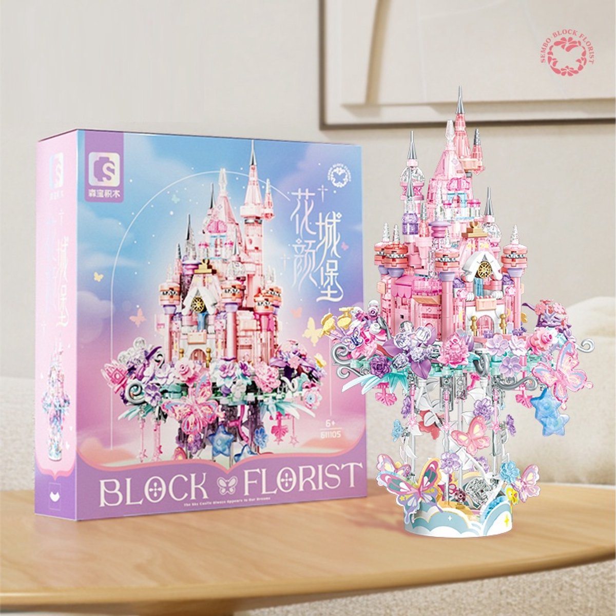 Roze Fantasiekasteel/creatief bouwspeelgoed/cadeaus voor kinderen en volwassenen (822 stuks)