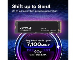 Crucial P310 500GB - SSD M.2 2280 - PCI Express 4.0 x4 - 500 GB - NVMe - 110TB - zwart