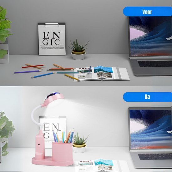 Zylo® Bureaulamp Kinderkamer - Tafellamp Kinderkamer - Voor Jongens en Meisjes - Roze - 12cm x 21cm x 43cm van Zylo® — afbeelding 4