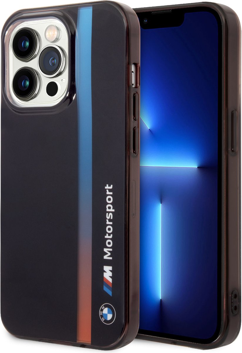 BMW M Tricolor Stripe Back Case - Geschikt voor Apple iPhone 14 Pro Max (6.7") - Zwart
