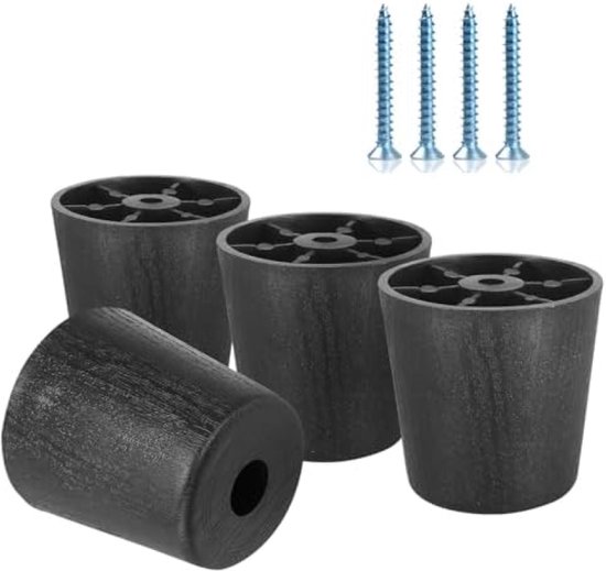 Pack van 8 stuks) 50 mm Diameter Meubelpoten Rond, Hoogte 35 mm, Materiaal kunststof, Inclusief schroeven (8