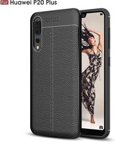 Huawei P20 Pro hoesje, gel case leder look, zwart - GSM Hoesje / Telefoonhoesje Geschikt Voor: Huawei P20 Pro