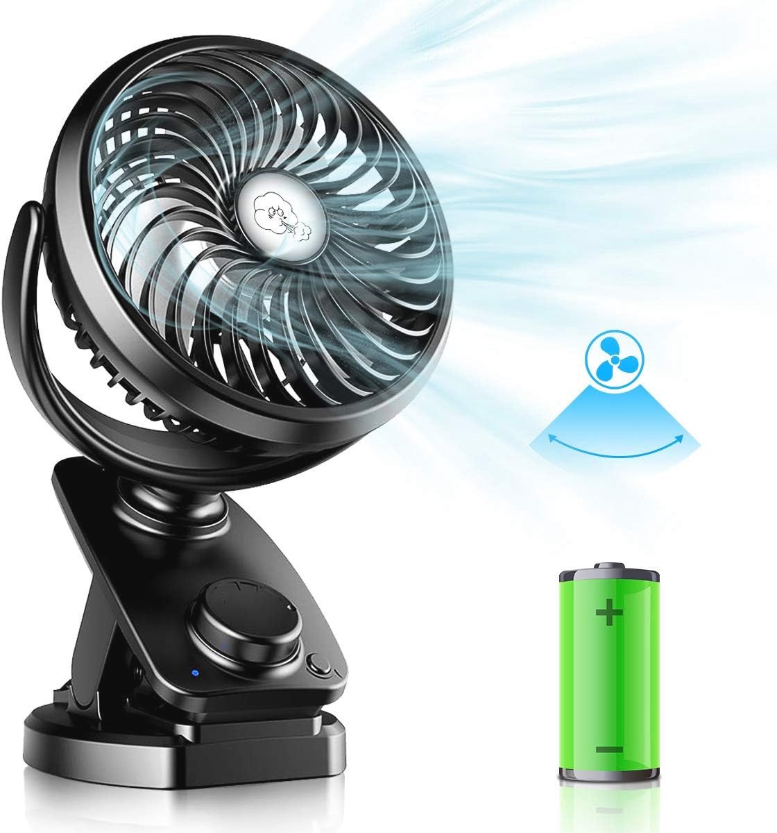 Draagbare USB Clipventilator 5000 mAh - 2-in-1 Tafel- en Clipventilator met Oscillatiefunctie voor Thuis en Camping