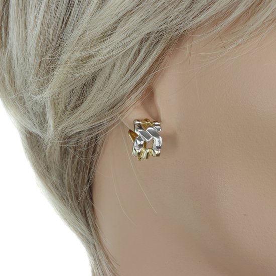 Set Behave - collier - clips d'oreilles - boucles d'oreilles clip - couleur or et argent - métal - chaîne à maillons - 40cm - 2 pièces