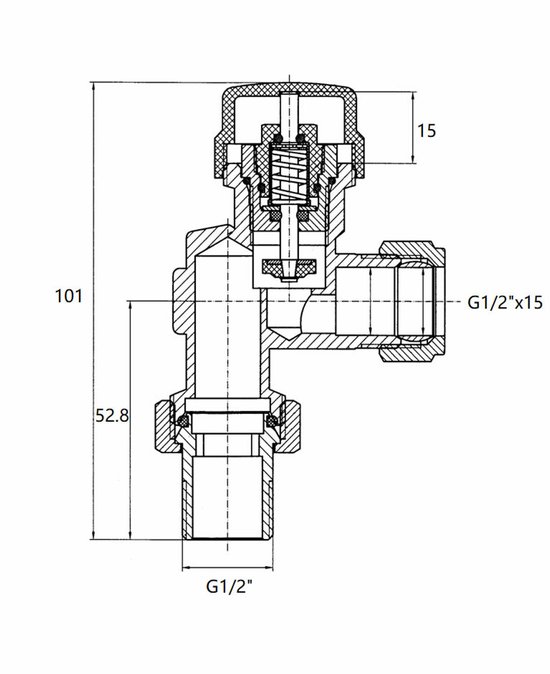 Riko Thermostatisch Radiatorventiel 1/2" x 15 mm Axiaal Mat Zwart
