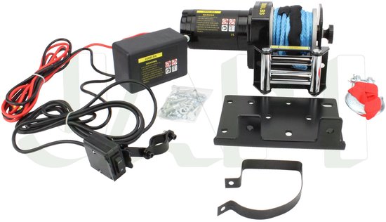 Foto: Elektrische lier touw 907 kg 2000 lbs 12v synthetisch touw lengte 9 2 meter