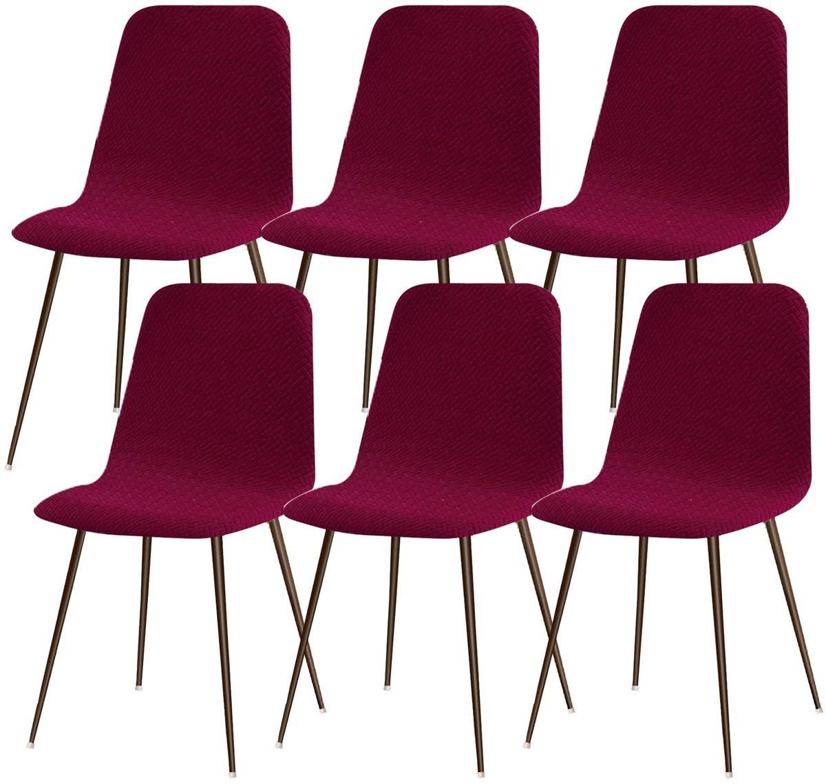 Ibenzoa® Elegante en Stretchbare Stoelhoezen voor Eetkamerstoelen - Set van 6, Diagonaal Design, Rood