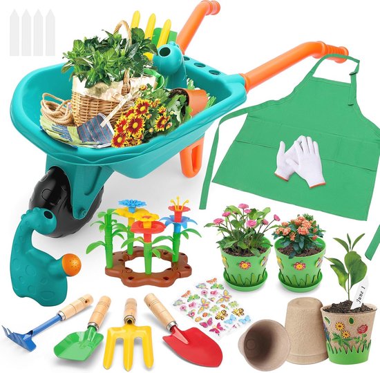 Tuingereedschapset voor Kinderen met Kruiwagen en Tuinaccessoires van Merkloos	 — afbeelding 5