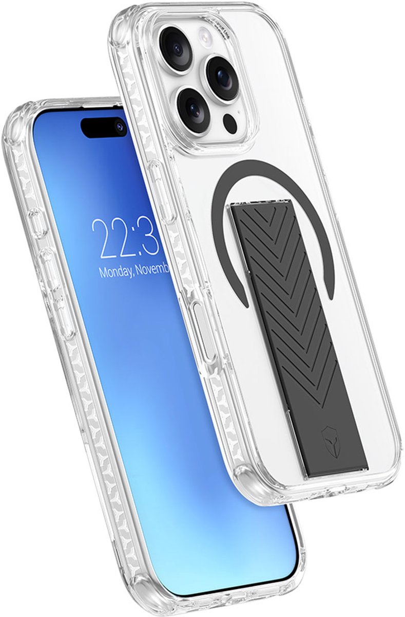 iPhone 16 Pro hoes transparant ForceCase met MagSafe, extreme valbescherming 3m, anti-geel, schouderriem - Afbeelding 5