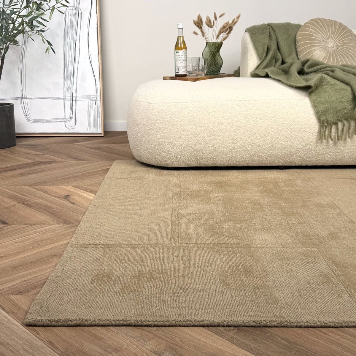 Wollen vloerkleed Twig beige/bruin - Interieur05 - 200 x 290 cm - (L)