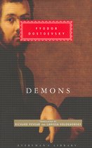Boek "Demons" van Fyodor Dostojevsky, vertaald door Richard Pevear en Larissa Volokhonsky. De omslag toont een deel van een man.