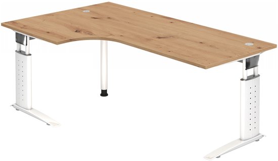 UNDA 82W | Bureau - 200 x 120 Hauteur de table I Réglable en hauteur Frêne- Chêne / Argent