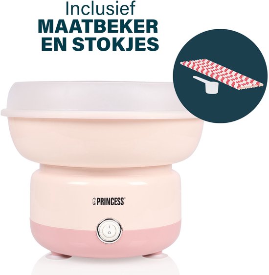 Princess 292990 Suikerspinmaker - Suikerspinmachine - 500 W - Met 10 stokjes en maatlepel - Kinderfeestje - party - Roze - BPA vrij - Cotton Candy - Pink