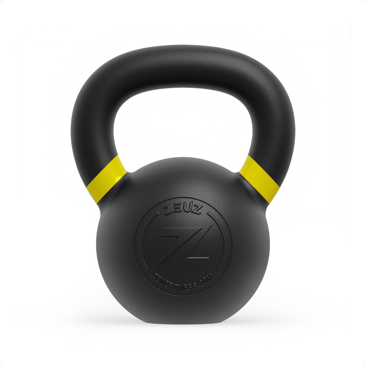 ZEUZ® Kettlebell 16 KG – Fitness Crossfit Sport Set – Gewichten - Conditie & Krachttraining – Gietijzer – Geel