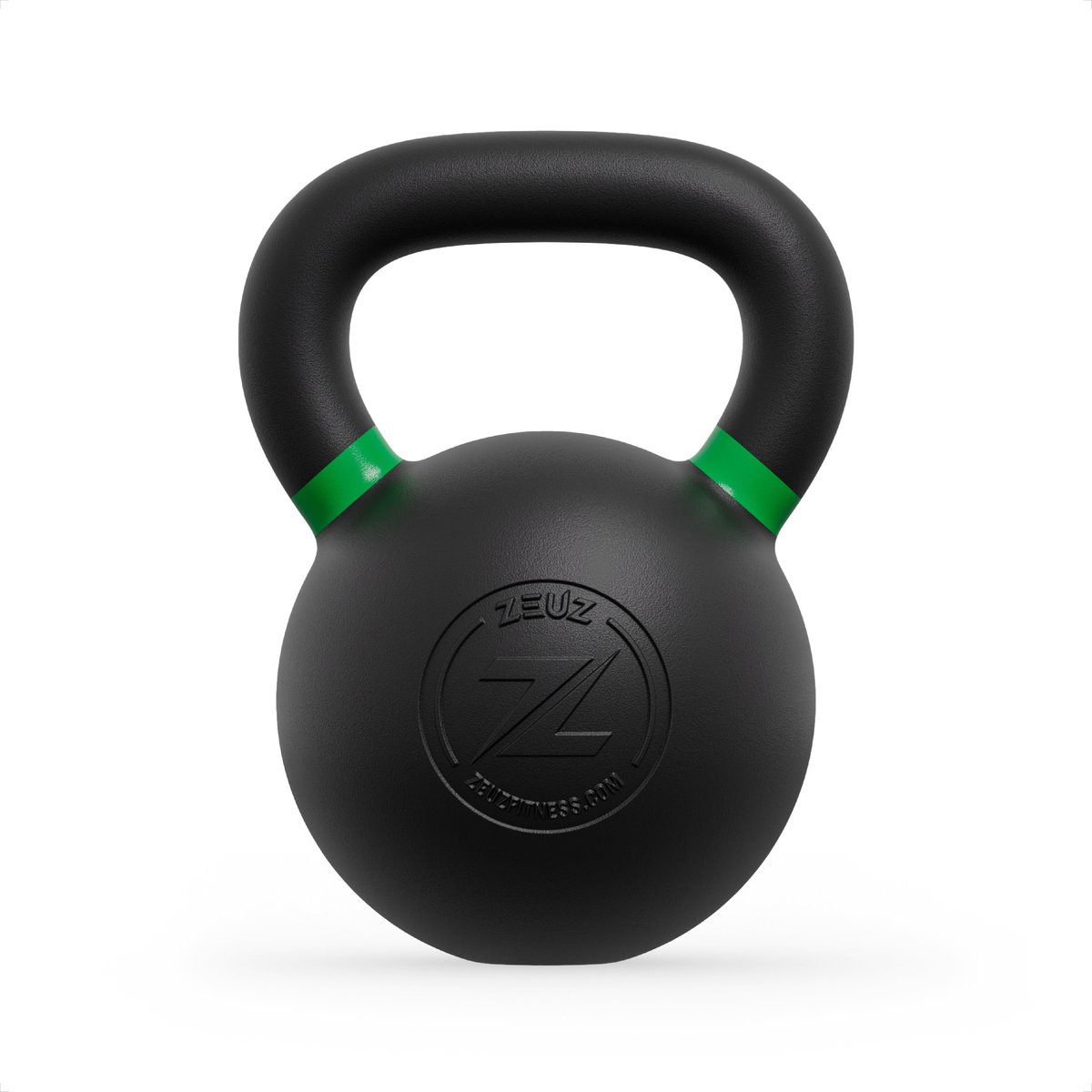 ZEUZ® Kettlebell 24 KG – Fitness Crossfit Sport Set – Gewichten - Conditie & Krachttraining – Gietijzer – Groen