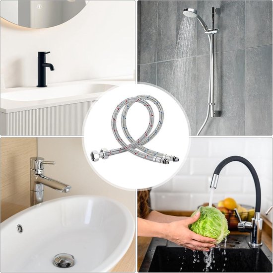 Qrity Flexibele Slang – 2 Stuks, 304 Roestvrij Staal, 40 Cm, Binnendraad, Voor Badkamer En Keuken, Hittebestendig Tot 400°C