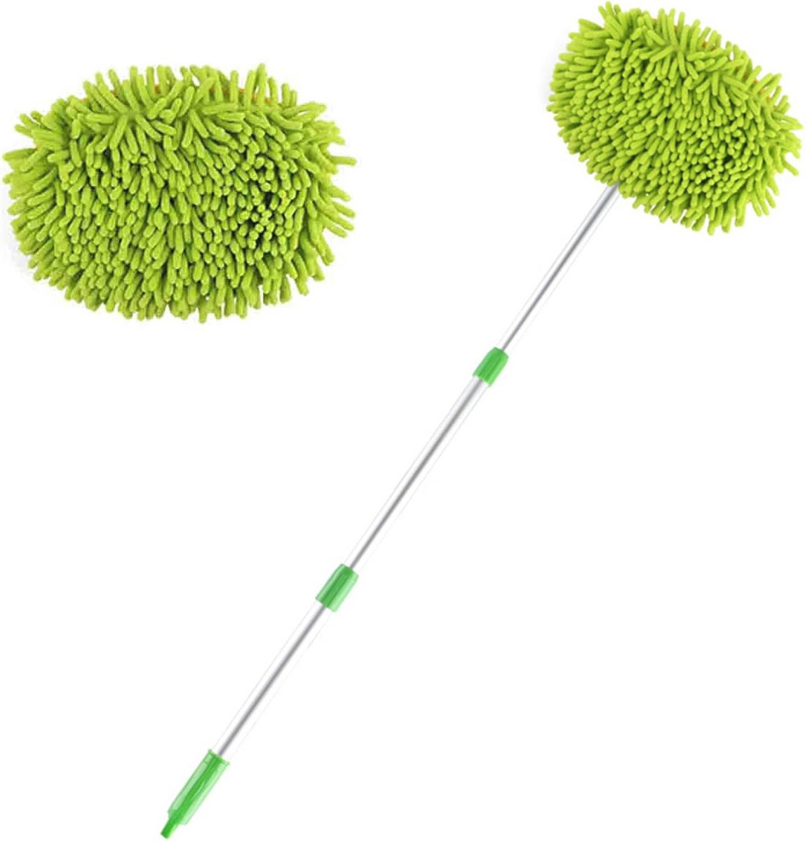 Driedelige telescoop autowasborstel met microvezel borstels - 109 cm