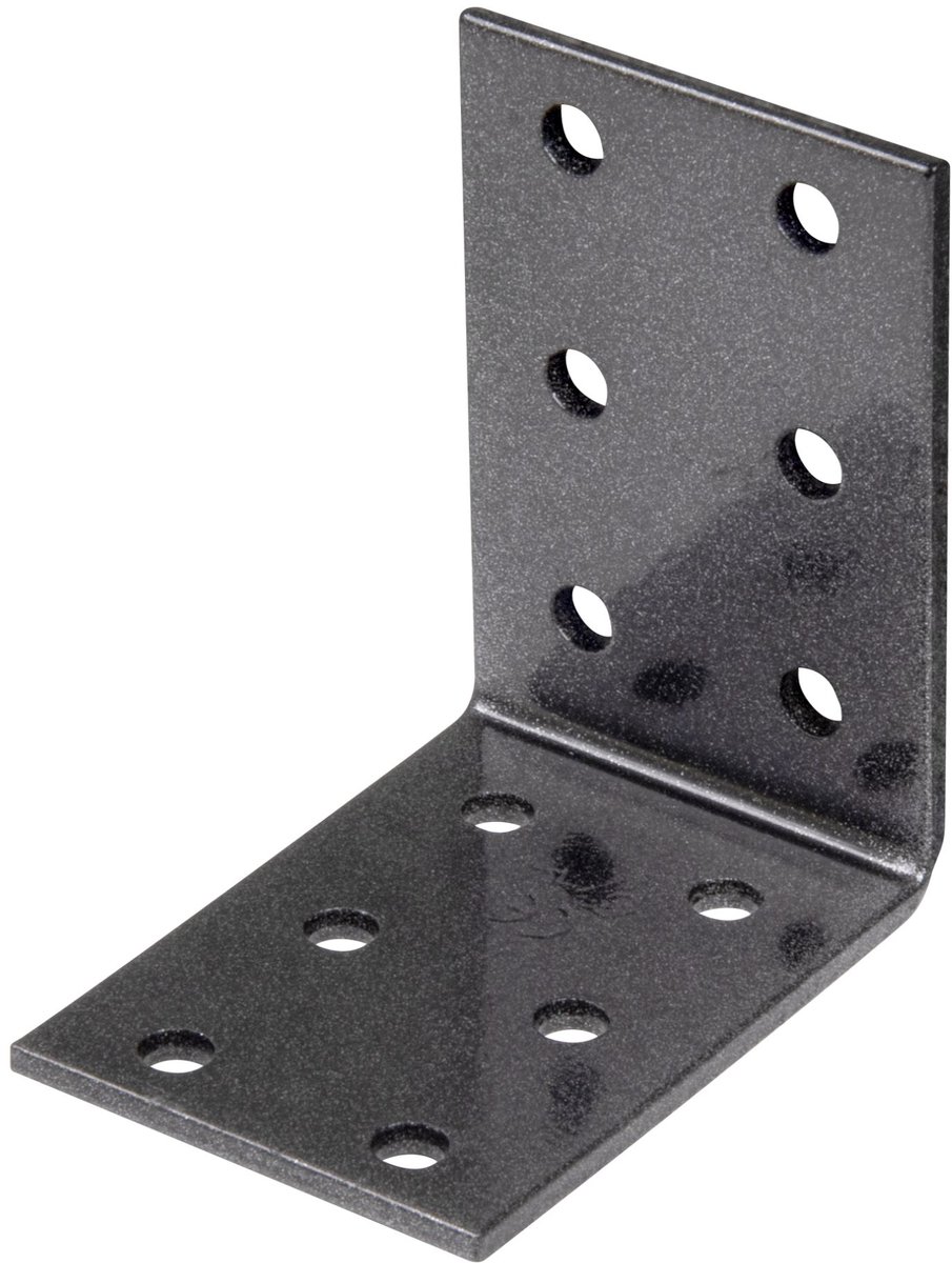 Alberts 823016 DURAVIS® geperforeerde hoekbeugel, zwartdiamant duplex gecoat, afmetingen 60 x 60 x 40 mm, 50er Set