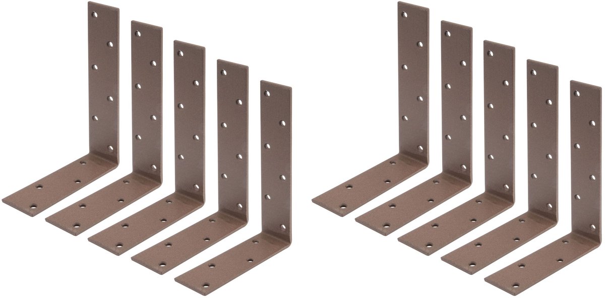 Alberts 822194 DURAVIS® balkhoek, ongelijkbenig, roestbruin duplex gecoat, afmetingen 160 x 240 x 50 mm, 10er Set