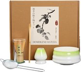 HomeBlend© Matcha | Matcha Set | 5-delig | Matcha Klopper | Matcha Thee Set | Matcha Kom | Starterkit | Zeef | Groen wit |