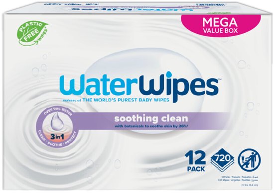 WaterWipes Billendoekjes Soothing 12x60 = 720 stuks