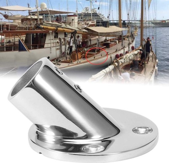 45 Degree Round Tube Base Railing Fitting 316 Stainless Steel Marine ...