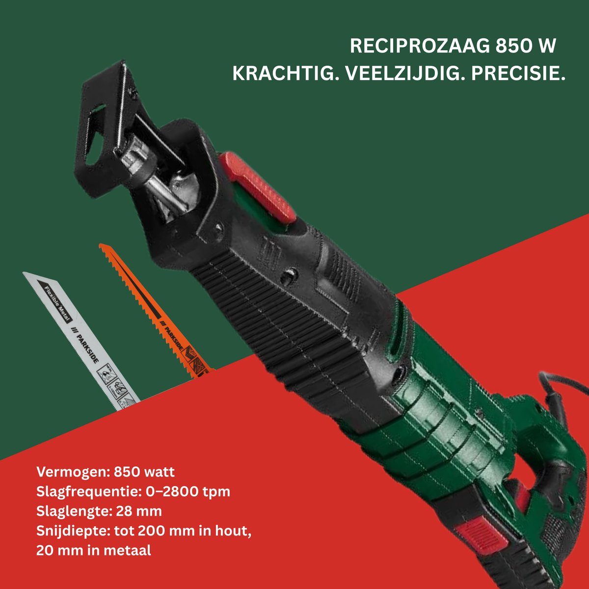 Meister Reciprozaag 850 W, MMS850 Traploze Selectie Van Het Aantal Slagen Gereedschapsloze Vervanging Zaagblad Draaibare Handgreep Incl Zaagbladen Reciprozaag Met 753099673