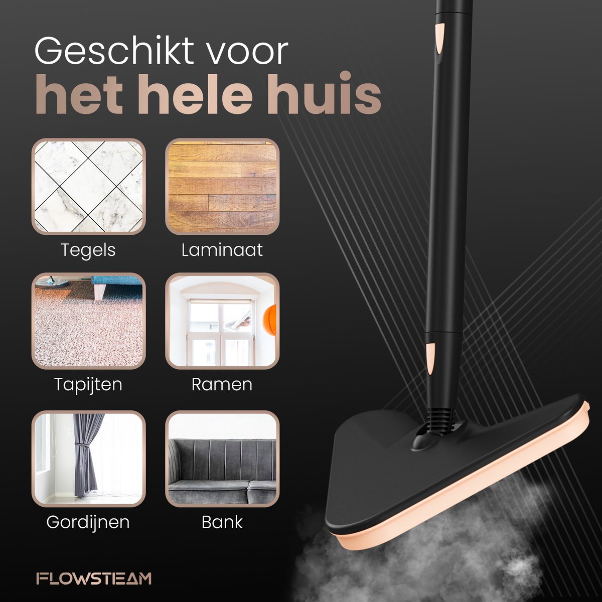 FLOWSTEAM® Luxe Stoomreiniger - 13 Opzetstukken - 120° Stoom – Tapijtreiniger – Vlekkenreiniger – Zetelreiniger - Handstoomreiniger – 5M Snoer - Inclusief 4 Microvezeldoekjes — cadeau in Cadeau-ideeën - foto 3