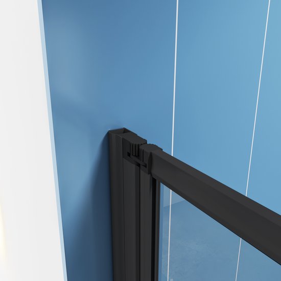 Paroi de baignoire Black Bluebell 4 pièces 100x140 Glas transparent 4 mm Zwart mat