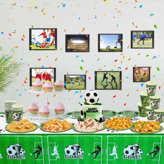 Voetbal Feest Decoraties - Tafelgerei Set voor Sport Thema Verjaardag - 20 Gasten Inclusief Papieren Borden, Servetten & Bekers — afbeelding 5