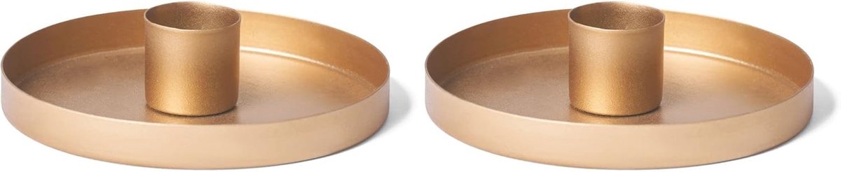 Novaliv Set van 2 kaarsenhouders 14 cm metaal ronde tafelkaarsen goud mat kaarsenhouder Adventskrans kerstdecoratie kaarsenhouder kaarsenstoker kaarsenbord decoratieve schaal kerst scandinavisch chic