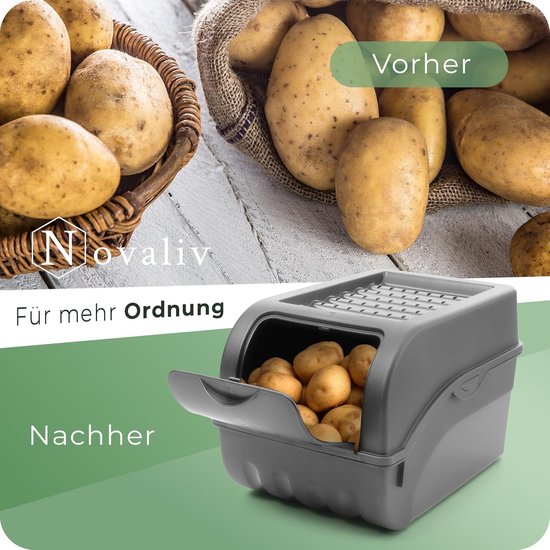 Aardappelbewaardoos - 2x middel 5L - ANTRACIETGRIJS - Uiendoos - Groentebox stapelbare aardappelbox uienopslag aardappelmand fruitcontainer aardappelbox voedselopslagcontainer van Geen merk — afbeelding 3