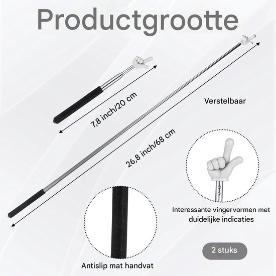 2 stuks intrekbare leraarswijzer - mini-klasvingerwijzerstok - geschikt voor lesgeven, conferentietraining, demonstraties, lezingen, museumuitleg - geschikt voor basisschool, kleuterschool en lerarenbeno digdheden - interactief leren - zwart van Merkloos — afbeelding 2