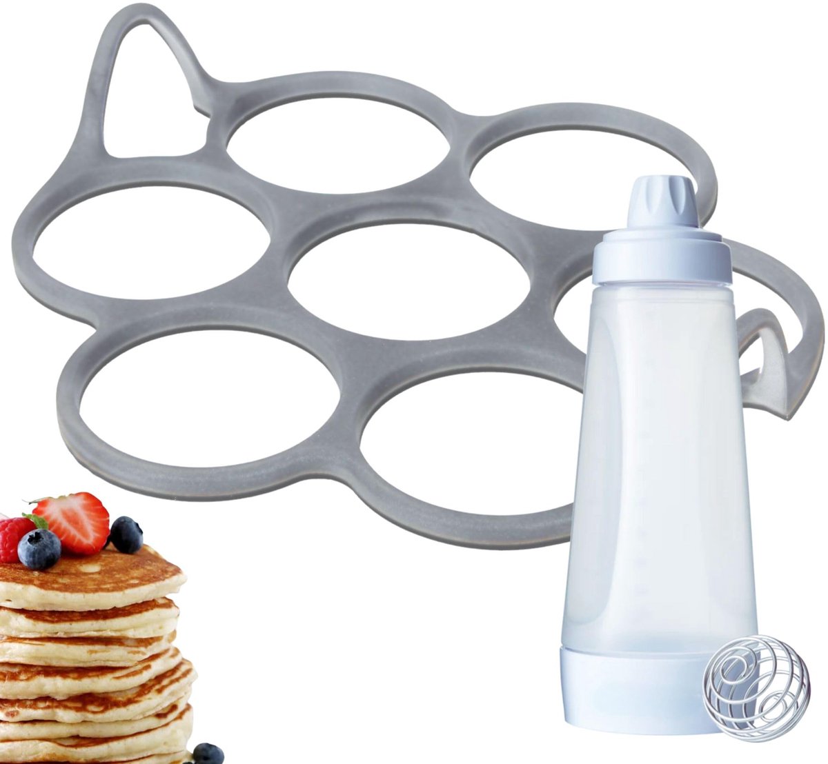 Ibenzoa® Siliconen Kookvorm en Pannenkoekendispenser Set voor Perfecte Mini Delicatessen