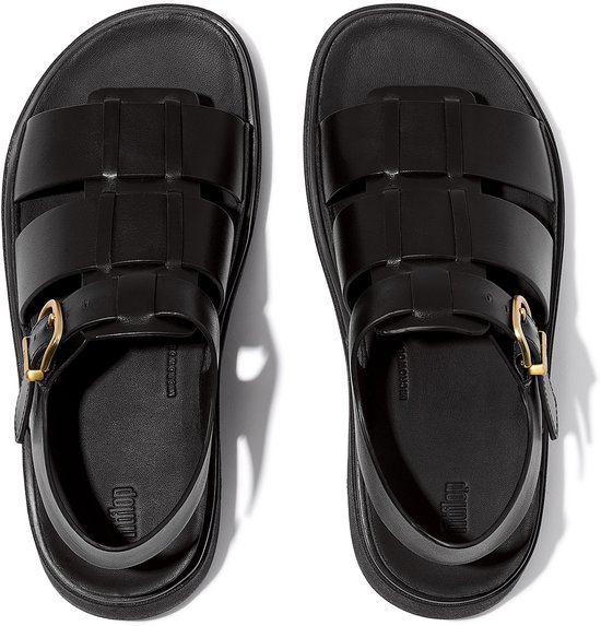 Sandales de pêcheur FitFlop Gen-FF en cuir NOIR - Taille 38