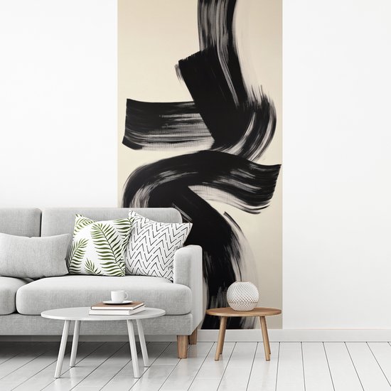 Behang - Fotobehang Strepen - Zwart - Abstract - Breedte 120 cm x hoogte 240 cm